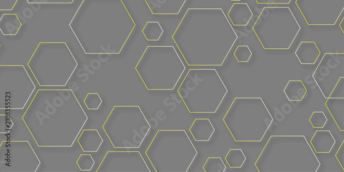 Abstract hexagonal futuristic geometric backdrop White background and embossed hexagon. Surface polygon pattern with glowing hexagon paper texture and futuristic business. Graphic concept.