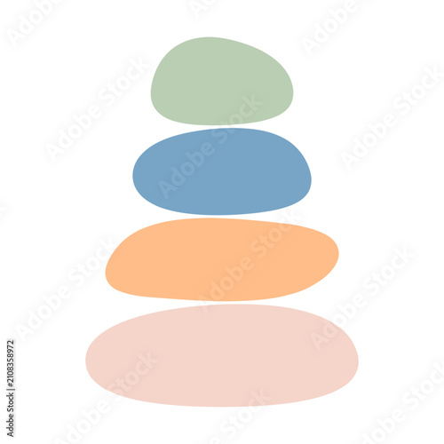 Photography Stack of smooth colorful zen stones in pastel colors for wellness and meditation