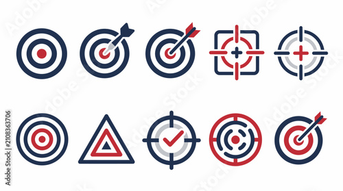 Targets and dartboard symbols illustrate the concept of accuracy and strategic goal setting in business.