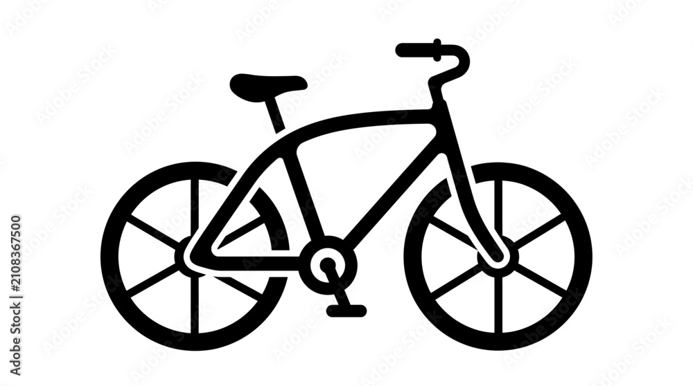 Fototapeta premium Black bicycle with two wheels.
