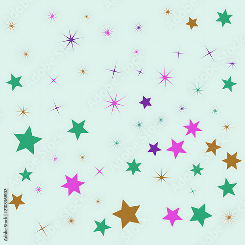 Colorful Stars and Sparkles Scattered on Transparent Background Design Elements transparent background