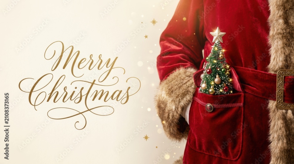 Obraz premium Elegant Christmas greeting with festive tree in a pocket