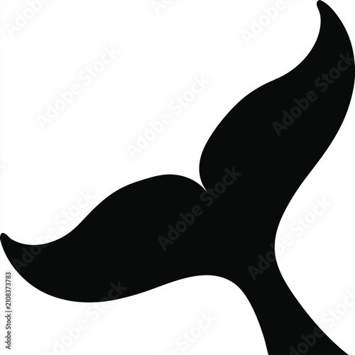 Quadro em tela Minimalist whale tail silhouette vector, black dolphin fluke icon on white backg