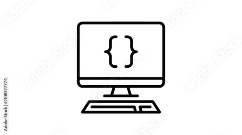 Schilderij op canvas Computer monitor displaying programming code syntax highlights the technical nature of software development and digital engineering in a modern workplace