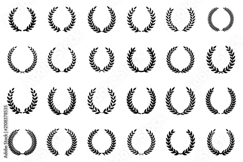 Premium Black Laurel Wreath Icon Collection Set – Award, Victory, Achievement, Badge, Emblem, Luxury, Vintage, Heraldic, Certificate, Vector Design Bundle