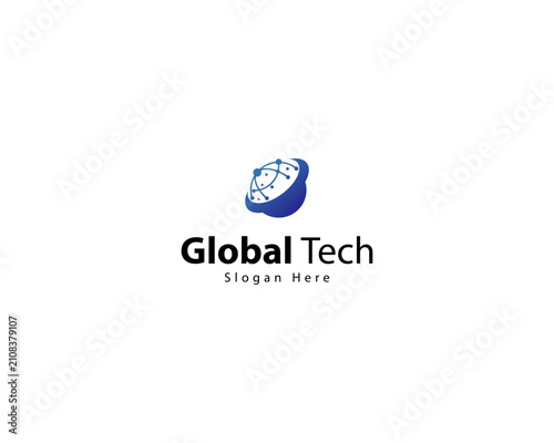 Modern global tech logo. Global connection logo design vector illustration.