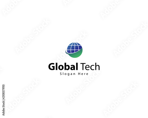Global technology solution, network connection, with globe concept, logo design template.