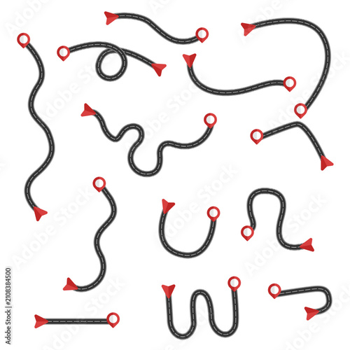 Curved Road Path Arrows Guide Navigation And Travel Routes