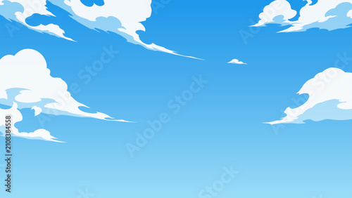 かっこいい雲と空の背景イラスト_16:9