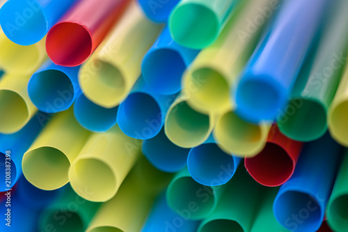 Shallow Focus Macro Image of Bright Polychromatic Straw Terminals
