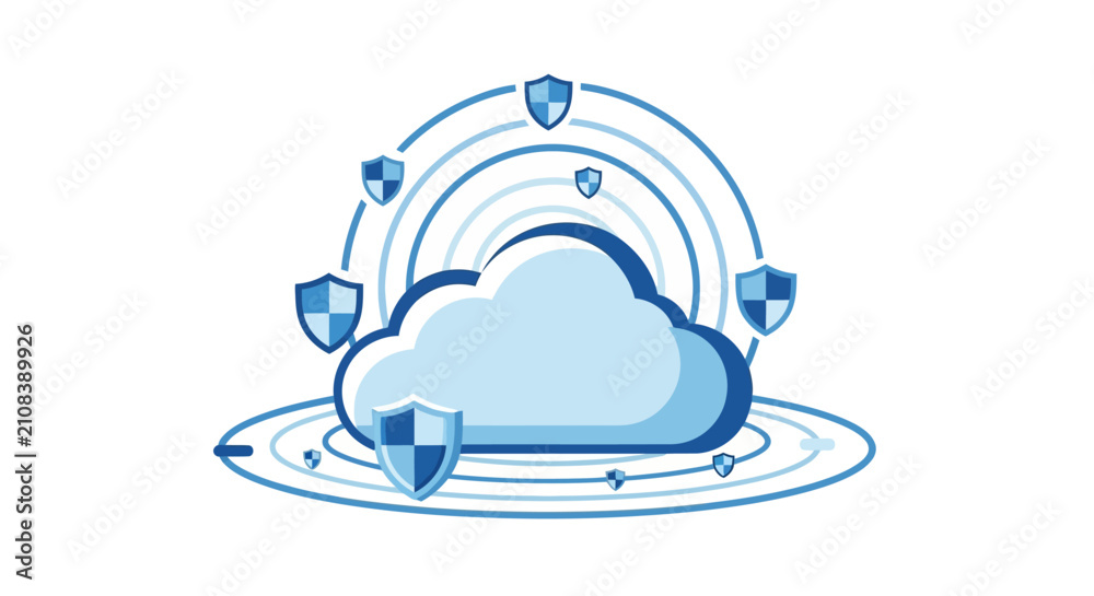 Fototapeta premium Secure Cloud Computing and Cyber Security Shield Protection Concept Illustration