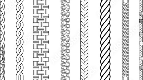 Variety of intricate black and white braided border designs