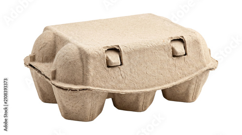 Foto Cardboard egg carton six cups empty packaging for groceries and food products isolated png