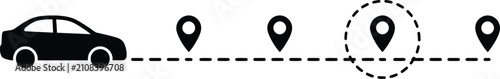Foto Car Navigation Route With Multiple Location Markers On Map