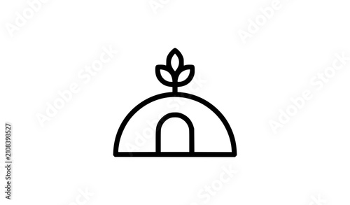 Foto Wildlife Den Outline Icon with Underground Animal Shelter Vector