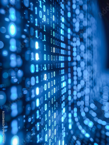 Binary code data streaming digital technology background