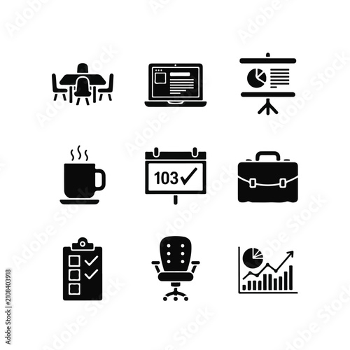 Business icons on white background 1.