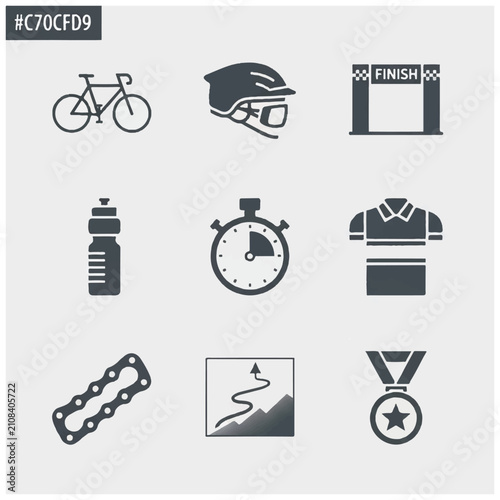 Cycling Sports Racing Icons Set.