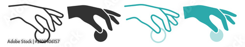 Foto Hand icon set showing fingers holding a coin