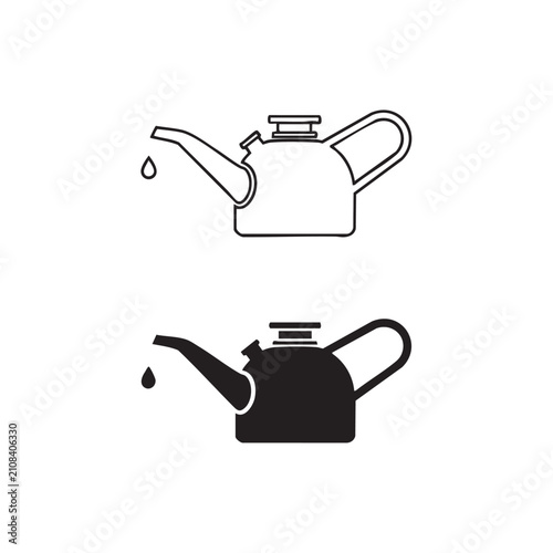 Oil can icon set with dripping liquid design element.