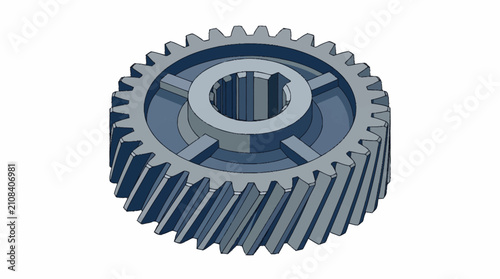 Fotografie Precision machined metal spur gear isolated.