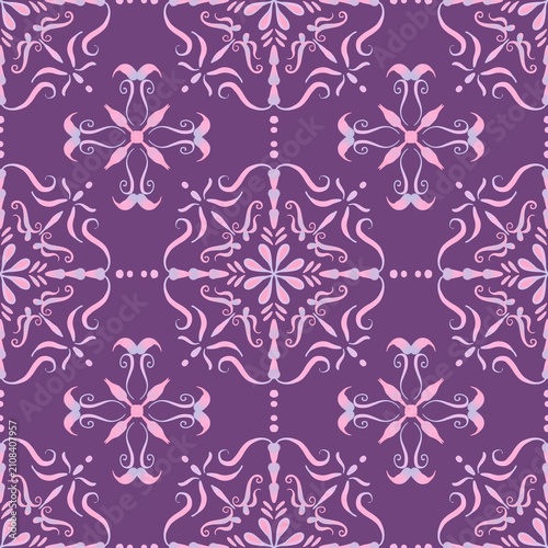 Elegant Pastel Floral Seamless Pattern in Purple and Pink