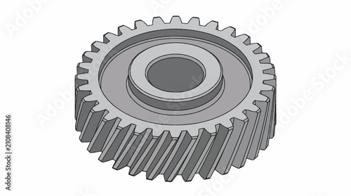 Fotografie Precision metal spur gear with central bore hole.