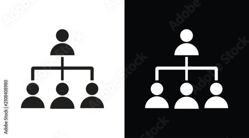 Fotografija Organizational Hierarchy and Management Team Icon, Business Organization Chart with Leader and Three Subordinate Members, Corporate Structure and HR Management Vector Glyph