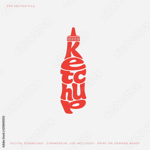 Tasty Tomato Ketchup Bottle Silhouette Graphic Vector Design Template for Creative Branding Projects
