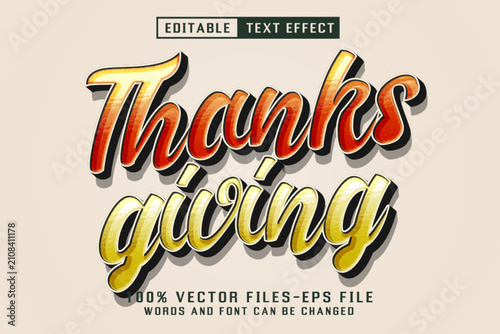 Thanksgiving Retro Script Editable Text Effect Vector EPS