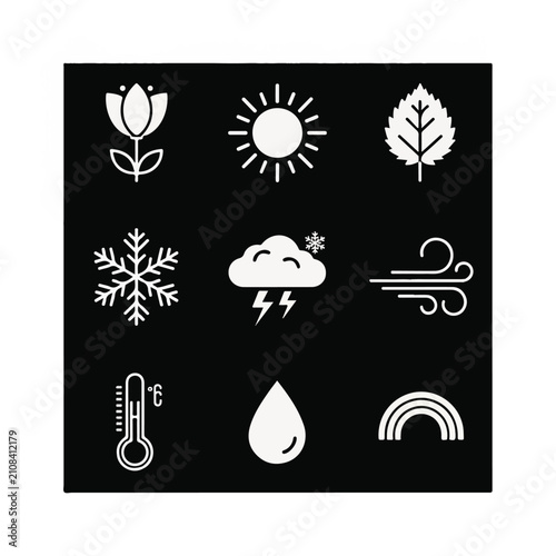 Weather forecast icons on black background 1.