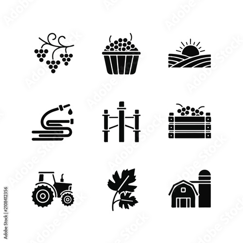 Agricultural Farm Icons and Symbols.