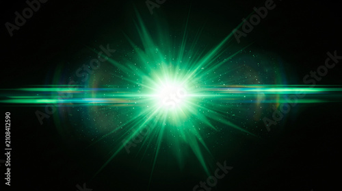 Green light explosion occurs in darkness