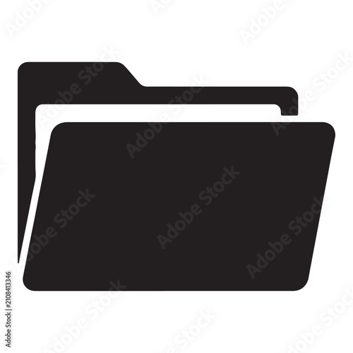 Minimalist black folder icon symbol for digital file management and organized data storage systems