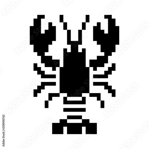 Pixel Art Lobster Icon - Retro Seafood and Marine Life Symbol