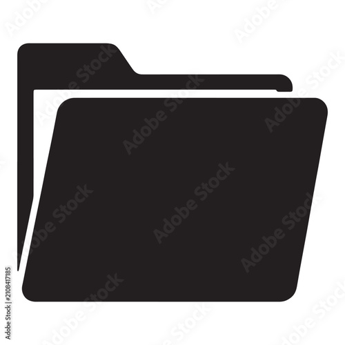 Minimalist black document folder icon representing digital data storage
