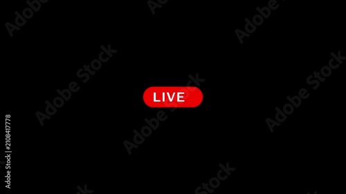 Animation live streaming icon. Red symbols and buttons of live streaming, broadcasting, online stream.