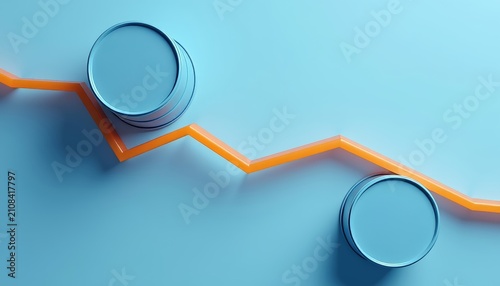Energy Barrels Navigating Volatile Market Trend on Minimal Blue Backdrop