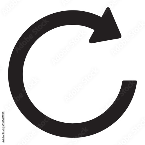 Obraz na płótnie Black circular arrow icon representing reload and refresh action for digital user interface design