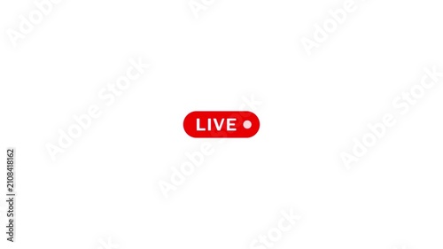 Animation live streaming icon. Red symbols and buttons of live streaming, broadcasting, online stream.