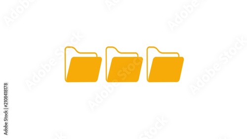 Animation of three yellow folders on a black background.The image suggests searching for or organizing digital files.