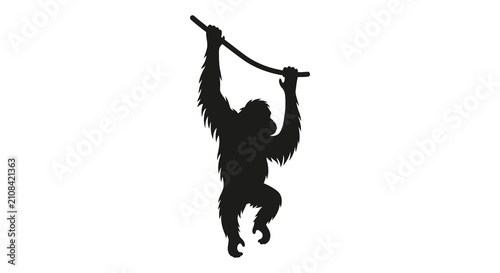 Canvas Print Orangutan Silhouette Against White Background Minimalist Wildlife Illustration