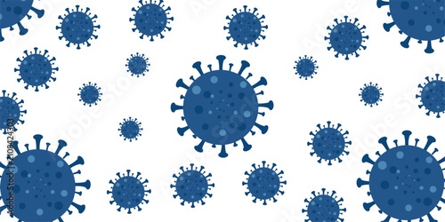 Foto Virus particles scattered across a plain white background