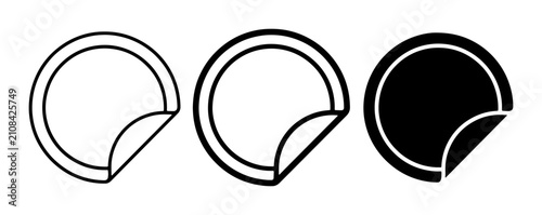 Round Sticker Icons, Peel Off Labels, Blank Circles, Graphic Design Elements