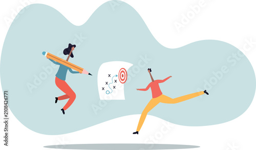 Tableau sur toile Strategic planning, plan to overcome difficulty or obstacle to reach goal or target, human life and situation