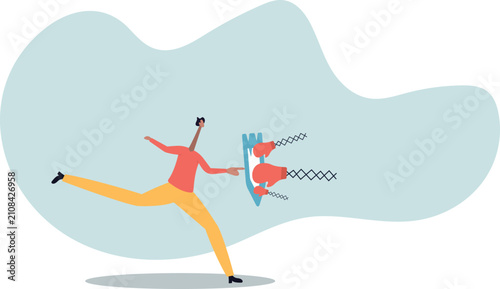 Business threat, fight to survive in business competition, resilience or adversity, courage fighter .human life and situation.vector illustration.