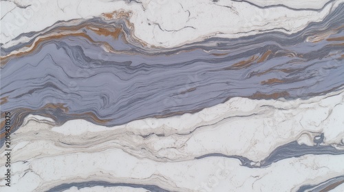 Abstract Marble Surface with Blue, Gray, White, and Tan Veins for Design