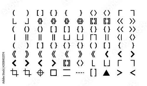 Fotografie Professional Black Bracket Symbol Vector Collection for Typography and UI Design