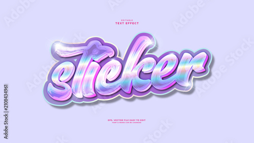 Holographic Sticker Editable Text Effect with Glossy Iridescent Typography