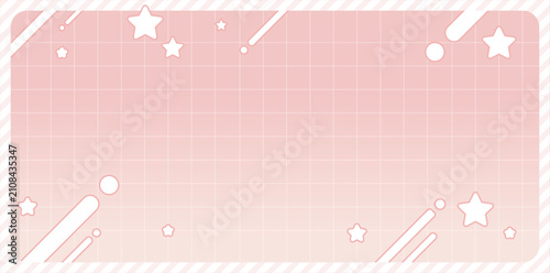 Naklejka 星とグリッドがかわいいピンクのポップ背景フレーム